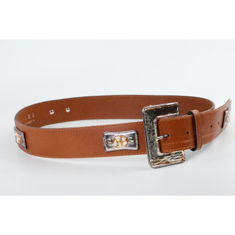 Vintage Express Belt Compagnie Internationale Leather Silver Western Studded L